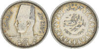 Egypt 2 Piastres Coin, Farouk, British Royal Mint, Silver -