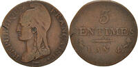 France 5 Centimes Coin, Dupré, Paris, Sans lettre d'atelier -