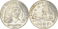 France 100 Francs Coin, Descartes, Silver, KM:996 -