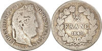 France 1/2 Franc Coin, Louis-Philippe, Lyon, Silver, KM:741.4 -