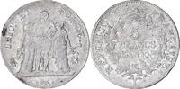 France 5 Francs Coin, Union et Force, Bayonne, Silver -