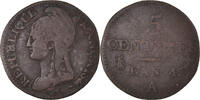 France 5 Centimes Coin, Dupré, Paris, Bronze, KM:635.1 -