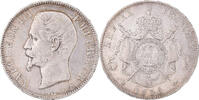 France 5 Francs Coin, Napoleon III, Strasbourg, Silver -