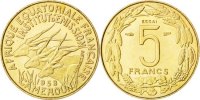 Cameroon 5 Francs Coin, Paris, Aluminum-Bronze, KM:E7 -