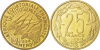 Cameroon 25 Francs Coin, Paris, Aluminum-Bronze, KM:E9 -