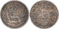 Tunisia 10 Francs Coin, Ahmad Pasha Bey, Paris, Silver -