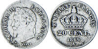 France 20 Centimes Coin, Napoleon III, Paris, Silver -