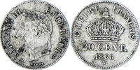 France 20 Centimes Coin, Napoleon III, Paris, Silver -