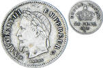 France 20 Centimes Coin, Napoleon III, Strasbourg, Silver -