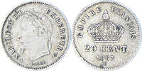 France 20 Centimes Coin, Napoleon III, Strasbourg, Silver -