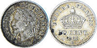 France 20 Centimes Coin, Napoleon III, Strasbourg, Silver -