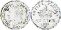France 20 Centimes Coin, Napoleon III, Strasbourg, Silver -