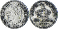 France 20 Centimes Coin, Napoleon III, Paris, Silver -