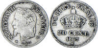 France 20 Centimes Coin, Napoleon III, Paris, Silver -