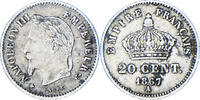 France 20 Centimes Coin, Napoleon III, Paris, Silver -