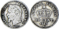 France 20 Centimes Coin, Napoleon III, Paris, Silver -