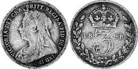 Great Britain 3 Pence Coin, Victoria, Silver, KM:777 -