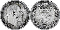 Great Britain 3 Pence Coin, Edward VII, Silver, KM:797.2 -