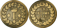 France Decime Coin, Louis XVIII, Strasbourg, Bronze, KM:701 -
