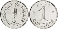 France Centime Coin, Épi, Stainless Steel, KM:928, Gadoury:91 -