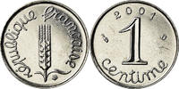 France Centime Coin, Épi, Paris, Stainless Steel, KM:928 -