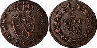 German States 1/4 Kreuzer Coin, NASSAU, Wilhelm, Wiesbaden -