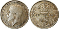 Great Britain 3 Pence Coin, George V, Silver, KM:813 -