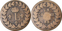 France Decime Coin, Louis XVIII, Strasbourg, Bronze, KM:701 -