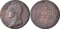 France 5 Centimes Coin, Dupré, Paris, Petit module, Bronze -