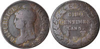 France 5 Centimes Coin, Dupré, Lille, Bronze, KM:640.11 -