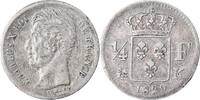 France 1/4 Franc Coin, Charles X, Bordeaux, VF(30-35), Silver, KM:722.7 -