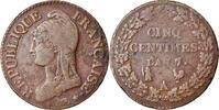 France 5 Centimes Coin, Paris (A/R), Bronze, Gadoury:126 -