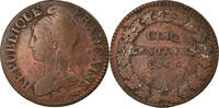 France 5 Centimes Coin, Dupré, Paris, Bronze, KM:635.1 -