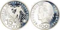 France 100 Francs-15 Ecus Coin, Jeux Méditerranéens, Paris, Proof -