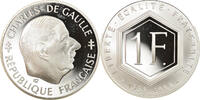 France Franc Coin, Charles de Gaulle, Paris, Proof, Silver -