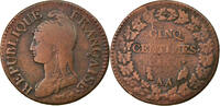 France 5 Centimes Coin, Dupré, Metz, Bronze, KM:640.2 -