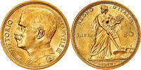 Italy 20 Lire Vittorio Emanuele III, Rome, Gold, Friedberg:28 -