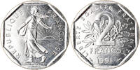 France 2 Francs Coin, Semeuse, Paris, Medal alignment -