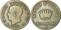 ITALIAN STATES 3 Centesimi Coin, KINGDOM OF NAPOLEON, Napoleon I -
