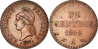 France Centime Coin, Dupré, Paris, Bronze, KM:754 -