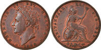 Great Britain Farthing Coin, George IV, Copper, KM:697 -