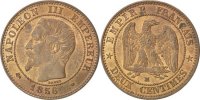 France 2 Centimes Coin, Napoleon III, Napoléon III, Marseille -