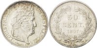 France 50 Centimes Coin, Louis-Philippe, Paris, Silver -