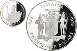 Jamaica 25 Dollars Coin, Elizabeth II, Franklin Mint, Proof -