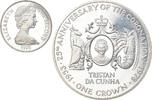 Tristan Da Cunha Crown Coin, Elizabeth II, Pobjoy Mint, Silver -