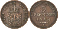 German States 3 Pfennig Coin, PRUSSIA, Wilhelm I, Berlin -