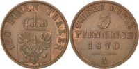 German States 3 Pfennig Coin, PRUSSIA, Wilhelm I, Berlin -
