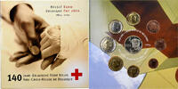 Belgium Coffret 1c. à 2€ + jeton Albert II, Coffret 1c. à 2€ + Medal, 140 Year of Belgian Red-Cross -