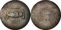 Great Britain Penny Token Coin, Warwickshire, Birmingham & Risca -