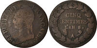 France 5 Centimes Coin, Dupré, Paris, Bronze, KM:640.1 -